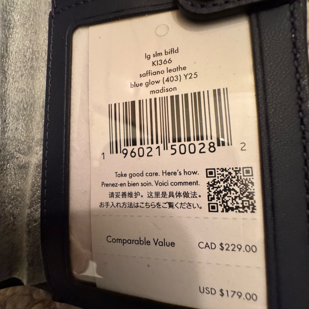 NWT Kate Spade Madison Blue Glow Large Leather Bifold Wallet - style K1366 - Picture 5 of 5